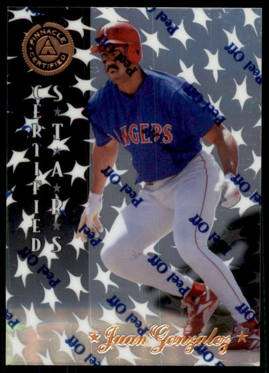 1997 Pinnacle Certified Baseball #142 Juan Gonzalez   Texas Rangers  V86608 Image 1