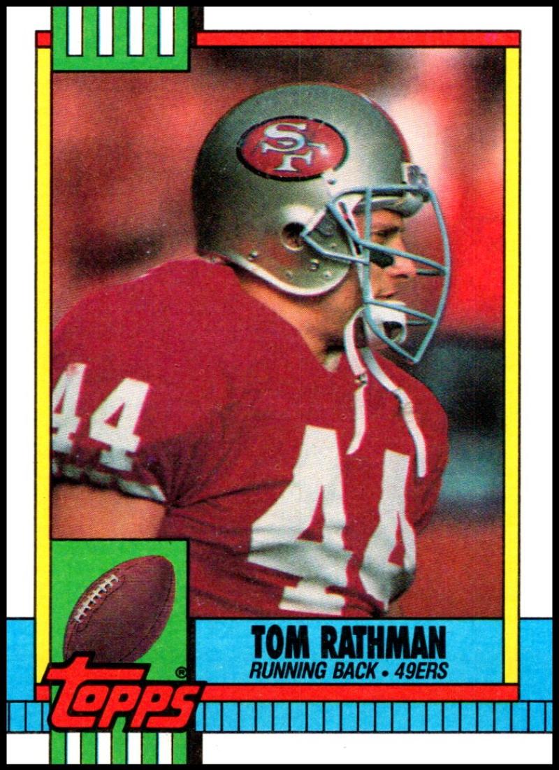 1990 Topps Football #15 Tom Rathman San Francisco 49ers Image 1