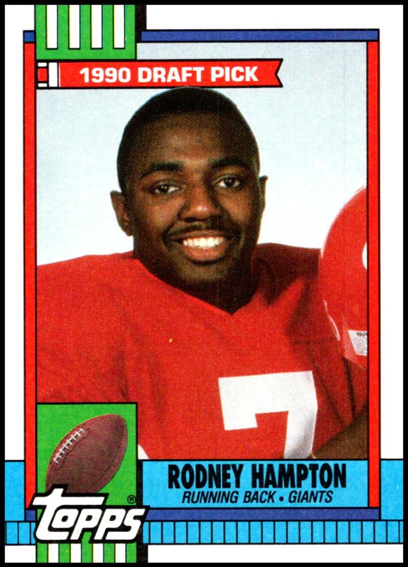 1990 Topps Football #48 Rodney Hampton RC Rookie New York Giants Image 1