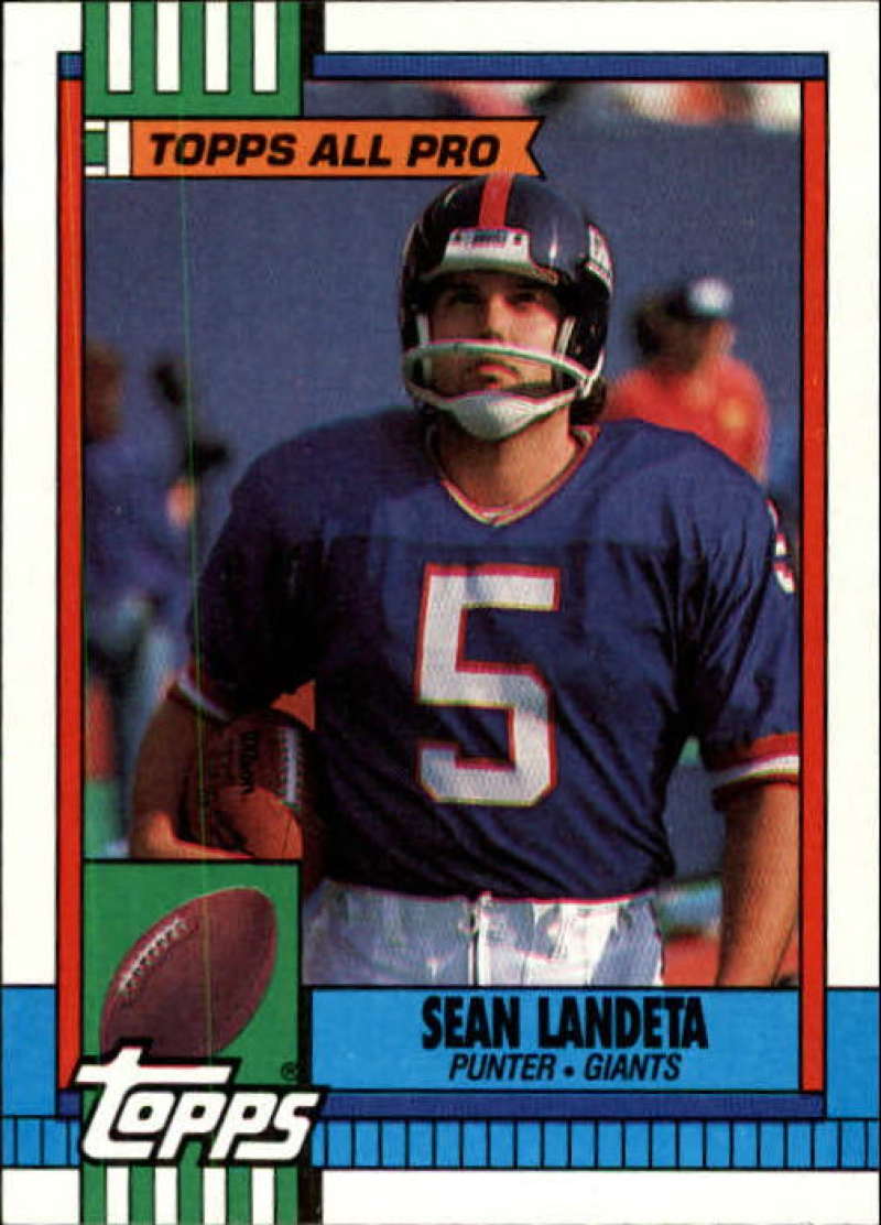 1990 Topps Football #65 Sean Landeta AP New York Giants Image 1