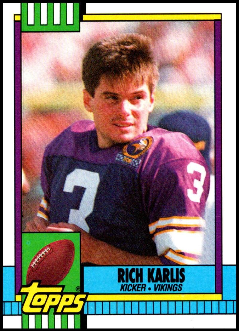 1990 Topps Football #116 Rich Karlis Minnesota Vikings Image 1