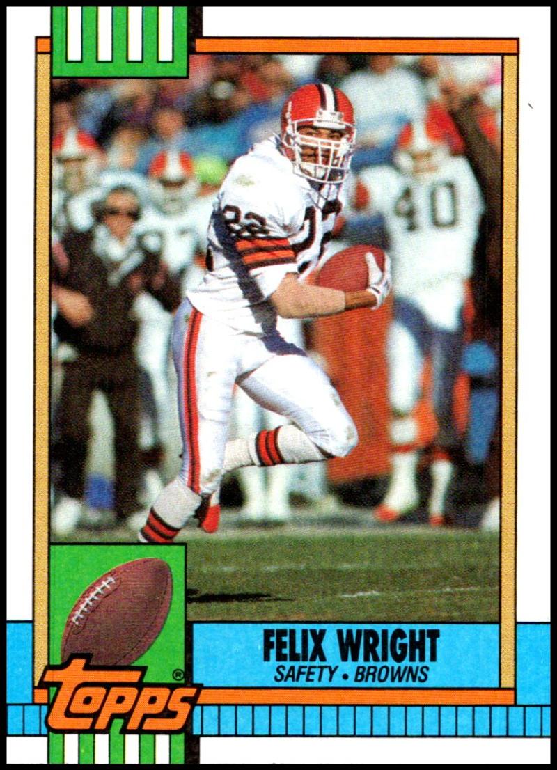 1990 Topps Football #169 Felix Wright Cleveland Browns Image 1