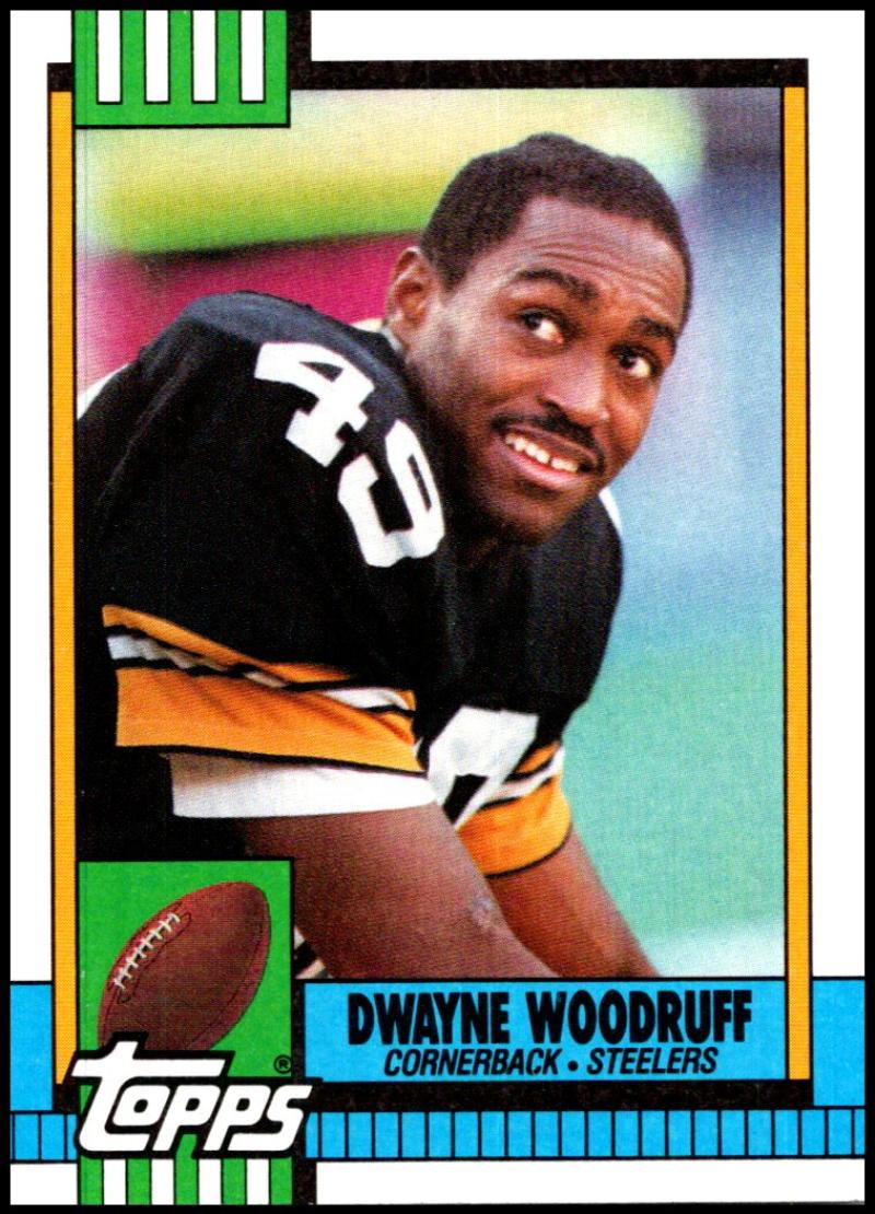 1990 Topps Football #189 Dwayne Woodruff Pittsburgh Steelers Image 1