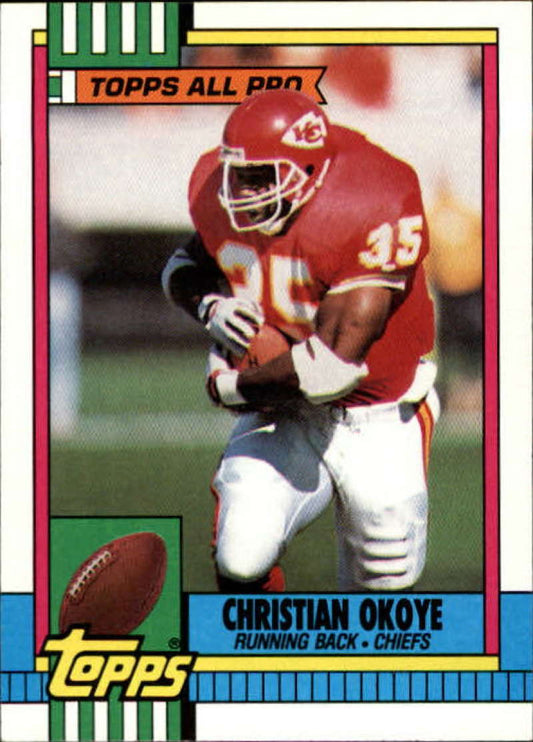 1990 Topps Football #253 Christian Okoye AP  Kansas City Chiefs  Image 1