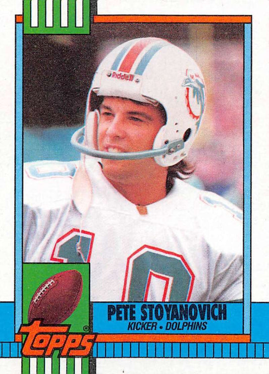 1990 Topps Football #320 Pete Stoyanovich  Miami Dolphins  Image 1