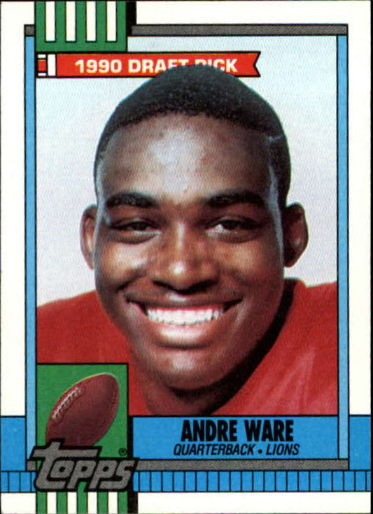 1990 Topps Football #349 Andre Ware DPK  RC Rookie Detroit Lions  Image 1