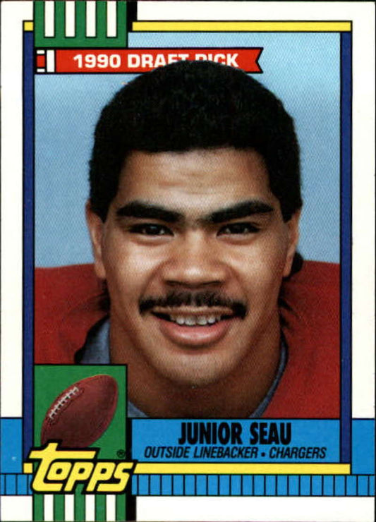 1990 Topps Football #381 Junior Seau DPK  RC Rookie San Diego Chargers  Image 1