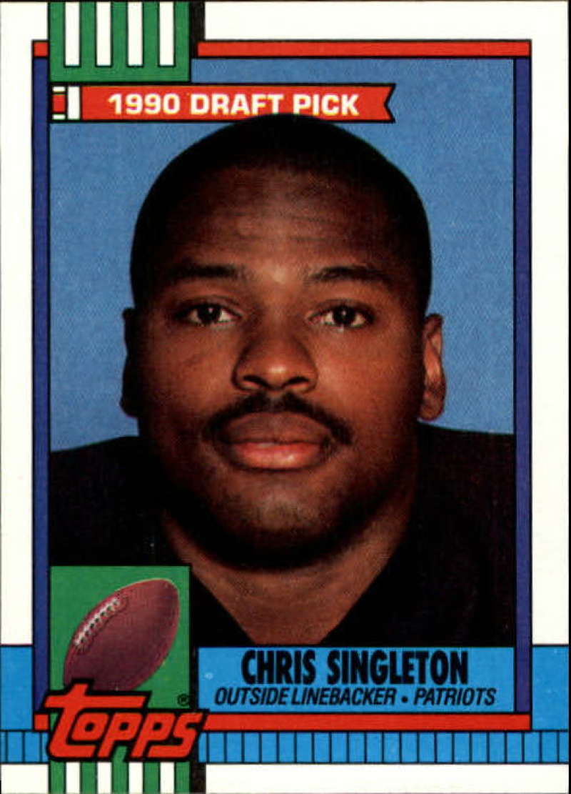 1990 Topps Football #416 Chris Singleton DPK RC Rookie Patriots Image 1
