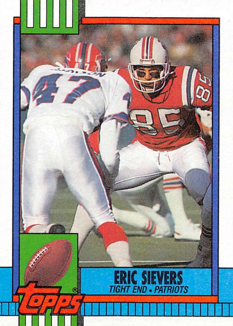 1990 Topps Football #428 Eric Sievers RC Rookie New England Patriots Image 1