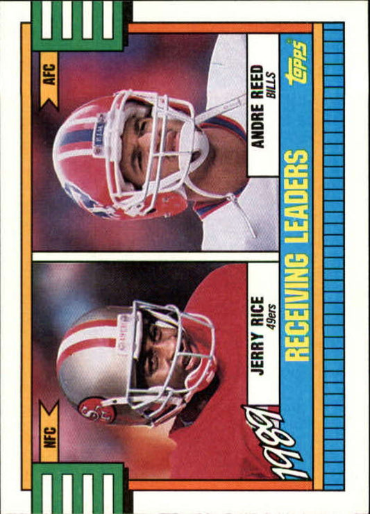 1990 Topps Football #431 Jerry Rice/Andre Reed LL   Image 1