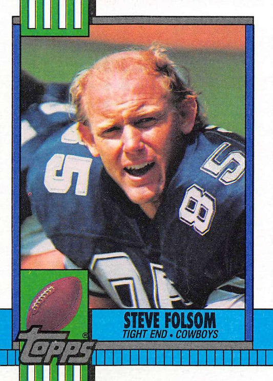 1990 Topps Football #485 Steve Folsom  RC Rookie Dallas Cowboys  Image 1