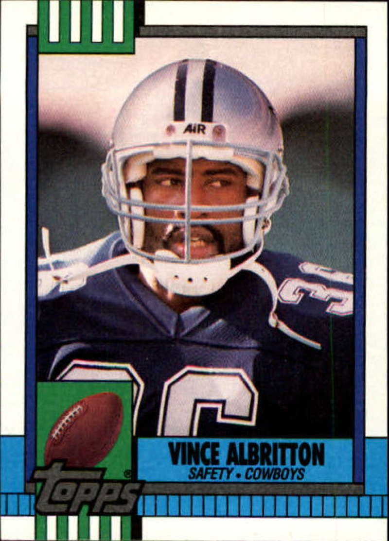 1990 Topps Football #492 Vince Albritton RC Rookie Dallas Cowboys Image 1