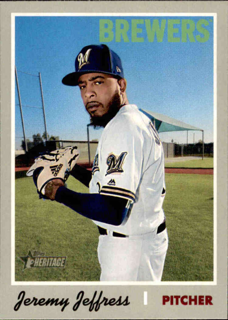 2019 Topps Heritage Baseball #249 Jeremy Jeffress Milwaukee Brewers V92530 Image 1