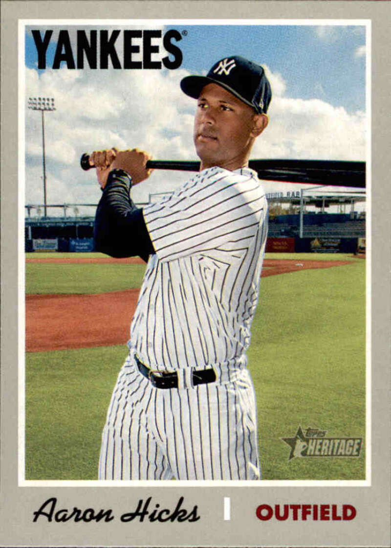 2019 Topps Heritage Baseball #373 Aaron Hicks New York Yankees V92571 Image 1