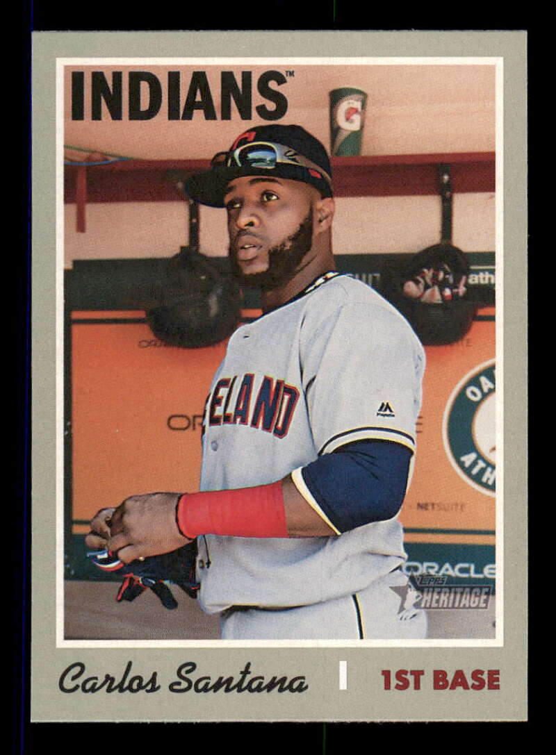 2019 Topps Heritage Baseball #388 Carlos Santana Cleveland Indians V92577 Image 1