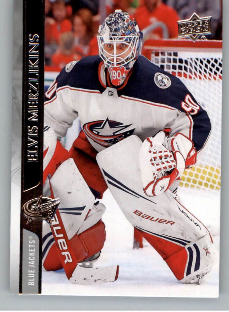 2020-21 Upper Deck Hockey #55 Elvis Merzlikins Columbus Blue Jackets Image 1