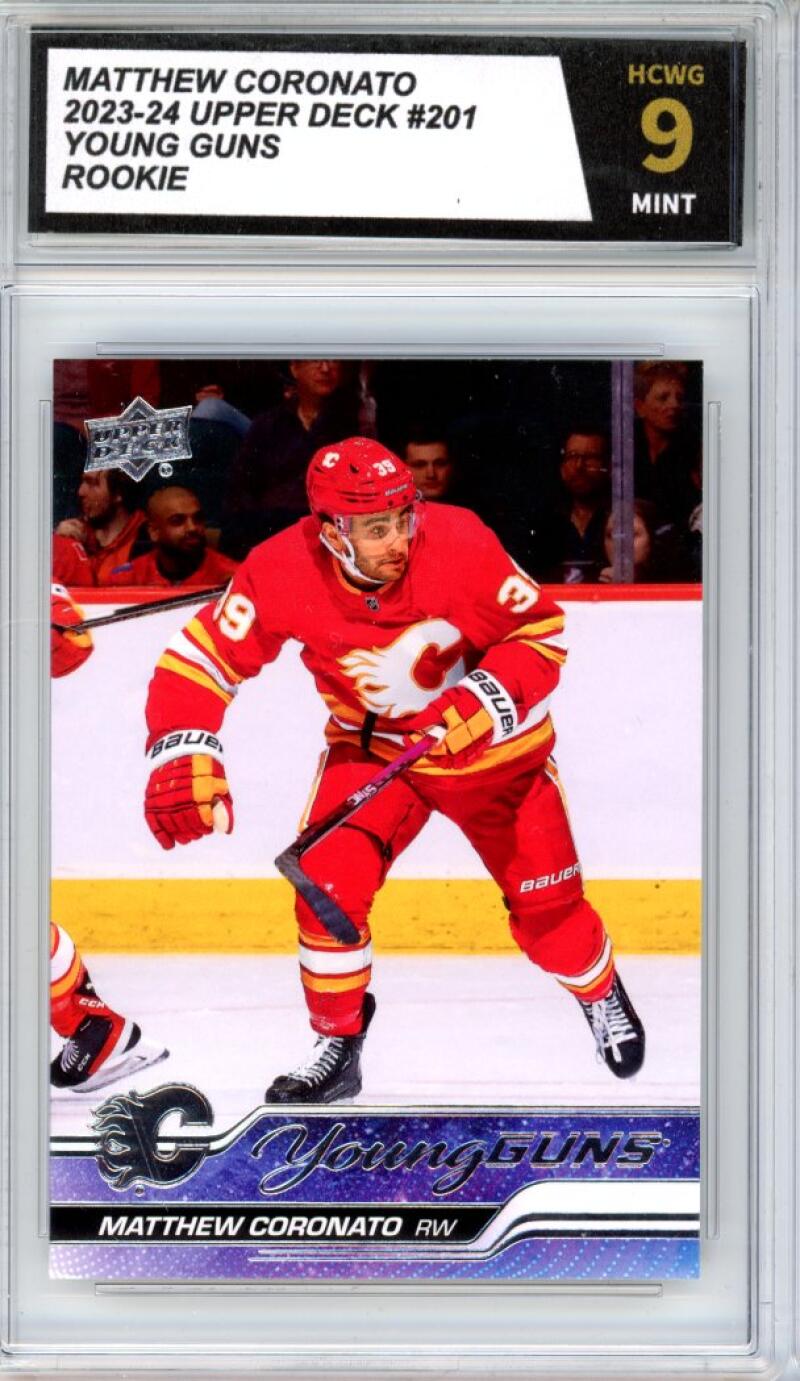 2023-24 Upper Deck #201 Matthew Coronato Young Guns YG Graded Mint HCWG 9 Image 1