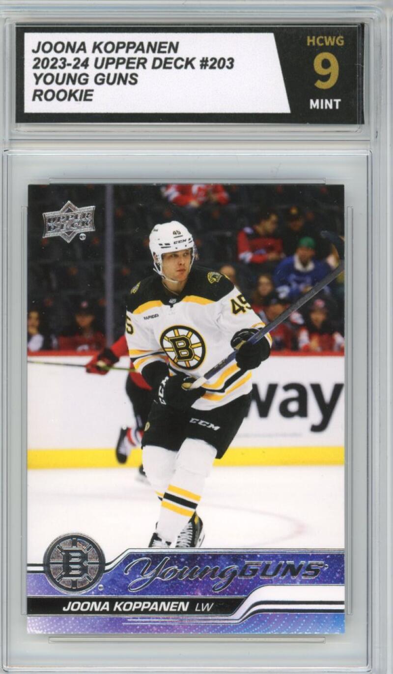 2023-24 Upper Deck #203 Joona Koppanen Young Guns YG Graded Mint HCWG 9 Image 1