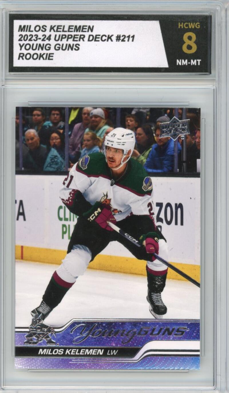 2023-24 Upper Deck #211 Milos Kelemen Young Guns YG Graded Mint HCWG 8 Image 1