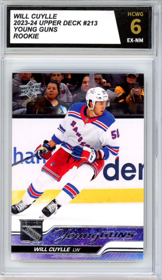 2023-24 Upper Deck #213 Will Cuylle Young Guns YG Graded Mint HCWG 6 Image 1