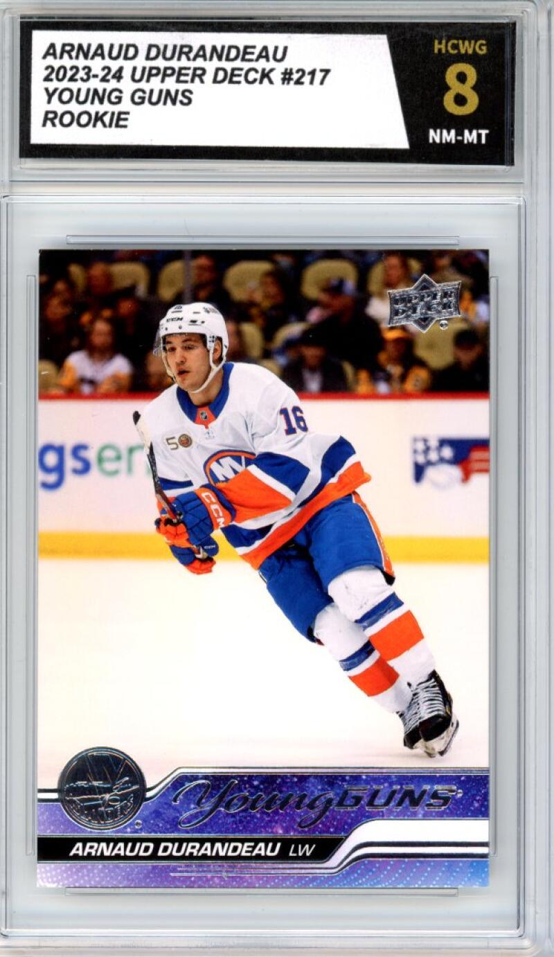 2023-24 Upper Deck #217 Arnaud Durandeau Young Guns YG Graded Mint HCWG 8 Image 1