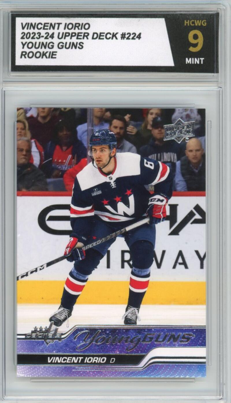 2023-24 Upper Deck #224 Vincent Iorio Young Guns YG Graded Mint HCWG 9 Image 1