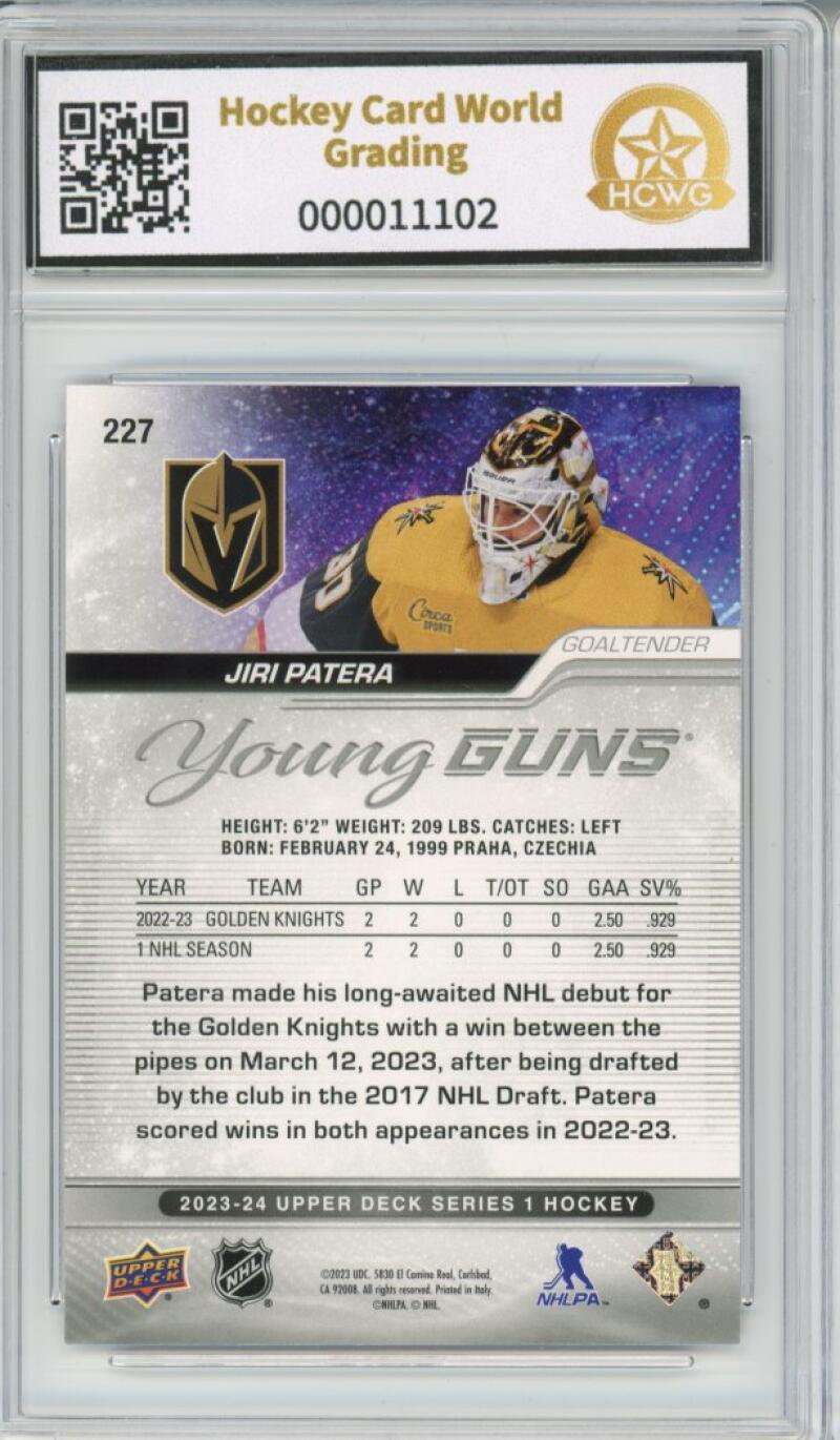 2023-24 Upper Deck #227 Jiri Patera Young Guns YG Graded Mint HCWG 9 Image 2