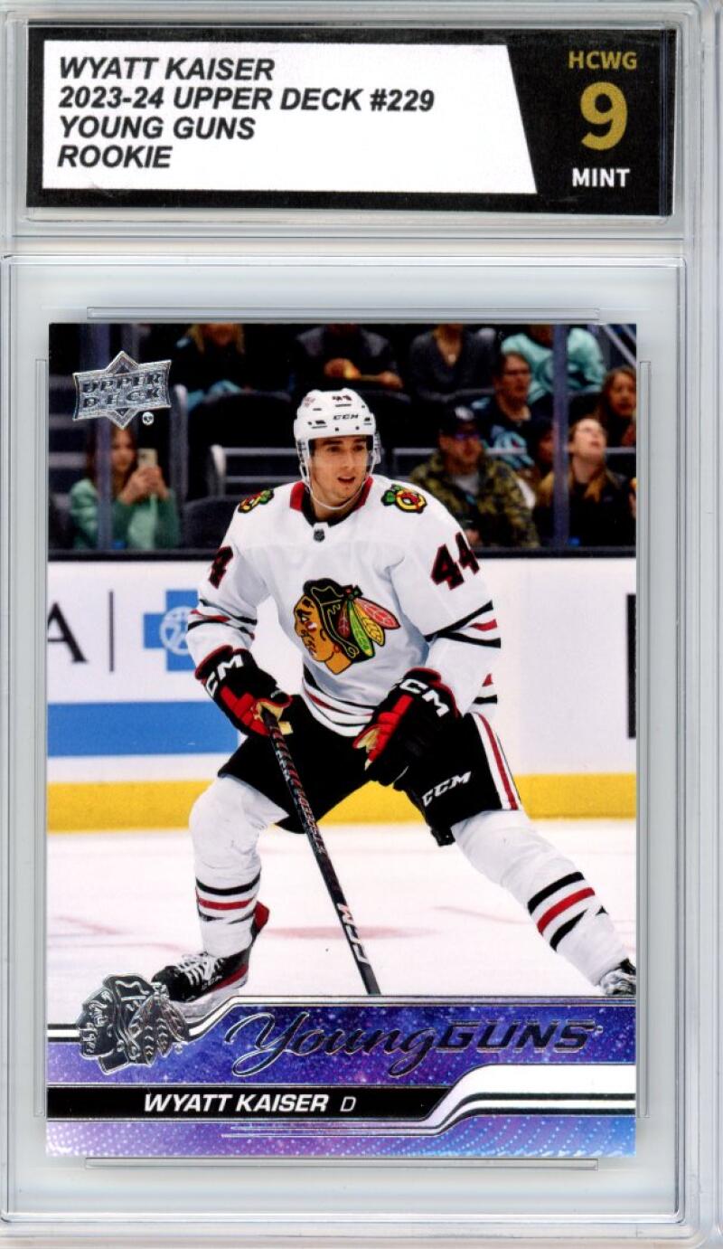 2023-24 Upper Deck #229 Wyatt Kaiser Young Guns YG Graded Mint HCWG 9 Image 1