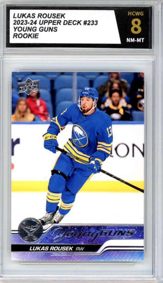 2023-24 Upper Deck #233 Lukas Rousek Young Guns YG Graded NM Mint HCWG 8 Image 1