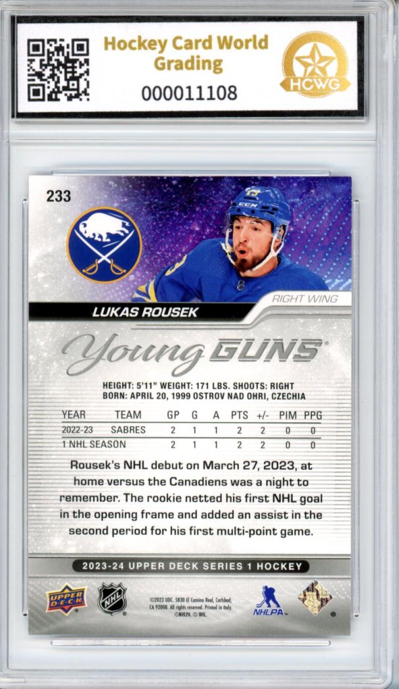 2023-24 Upper Deck #233 Lukas Rousek Young Guns YG Graded NM Mint HCWG 8 Image 2