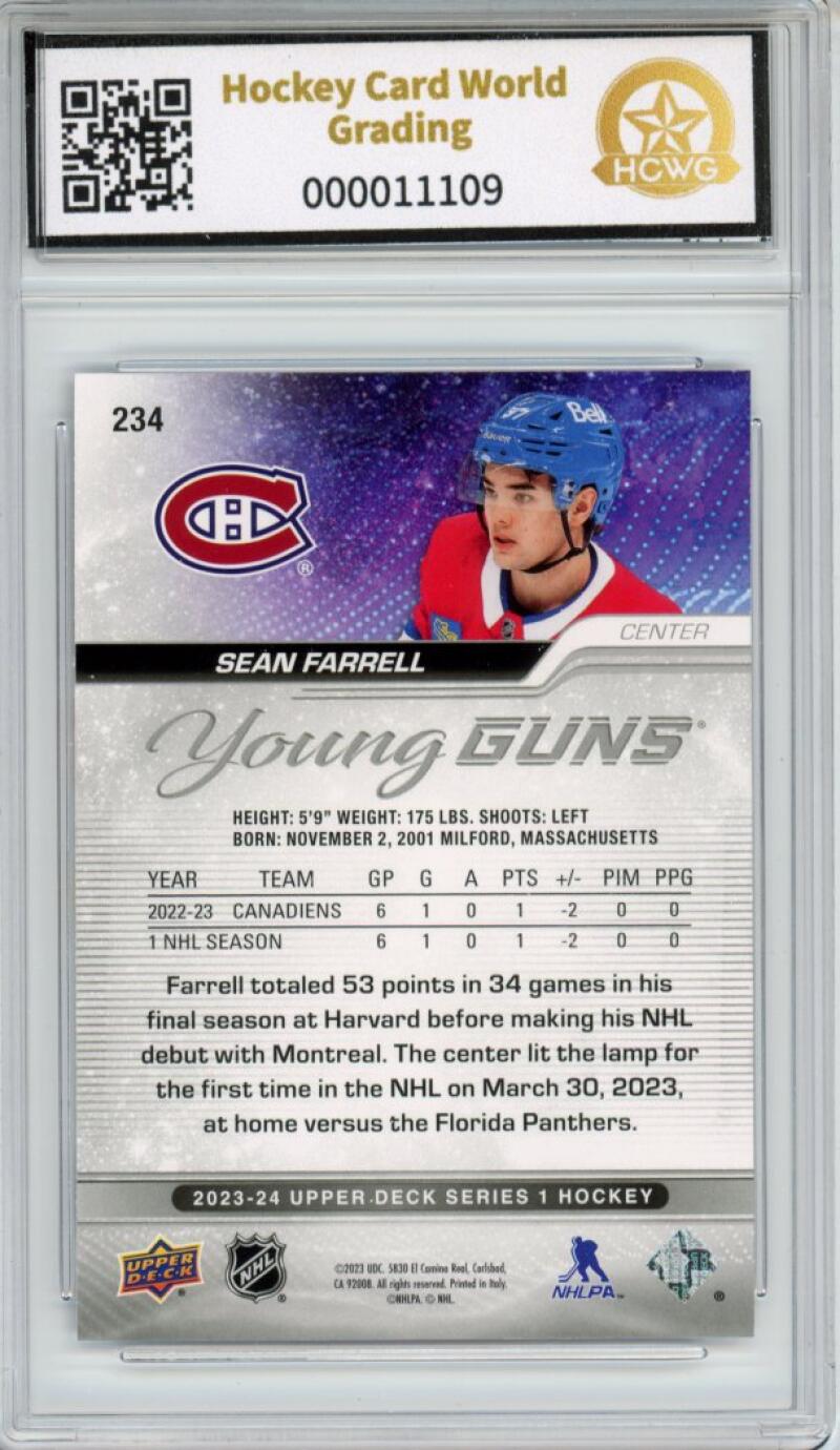 2023-24 Upper Deck #234 Sean Farrell Young Guns YG Graded NM Mint HCWG 8 Image 2