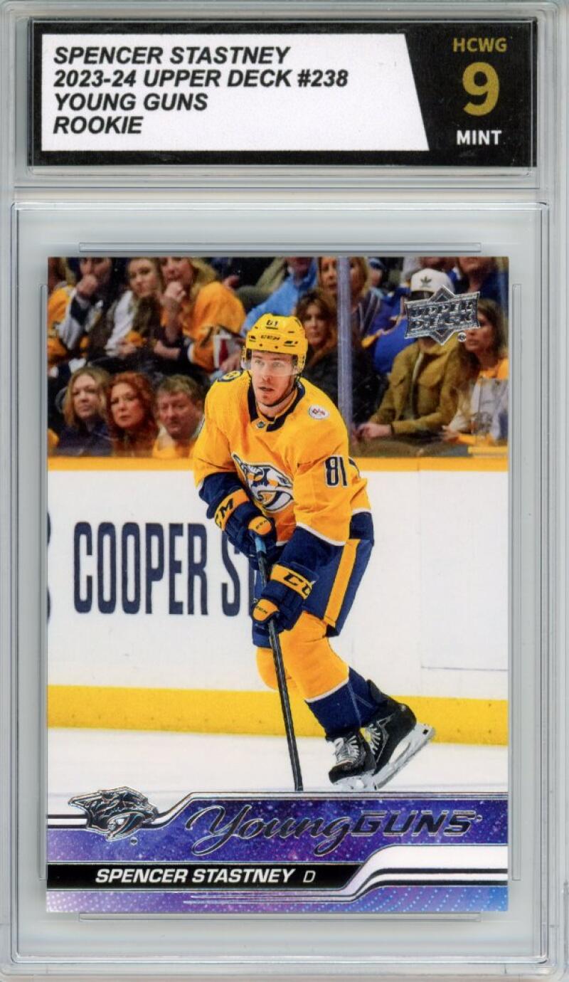 2023-24 Upper Deck #238 Spencer Statstney Young Guns YG Graded Mint HCWG 9 Image 1