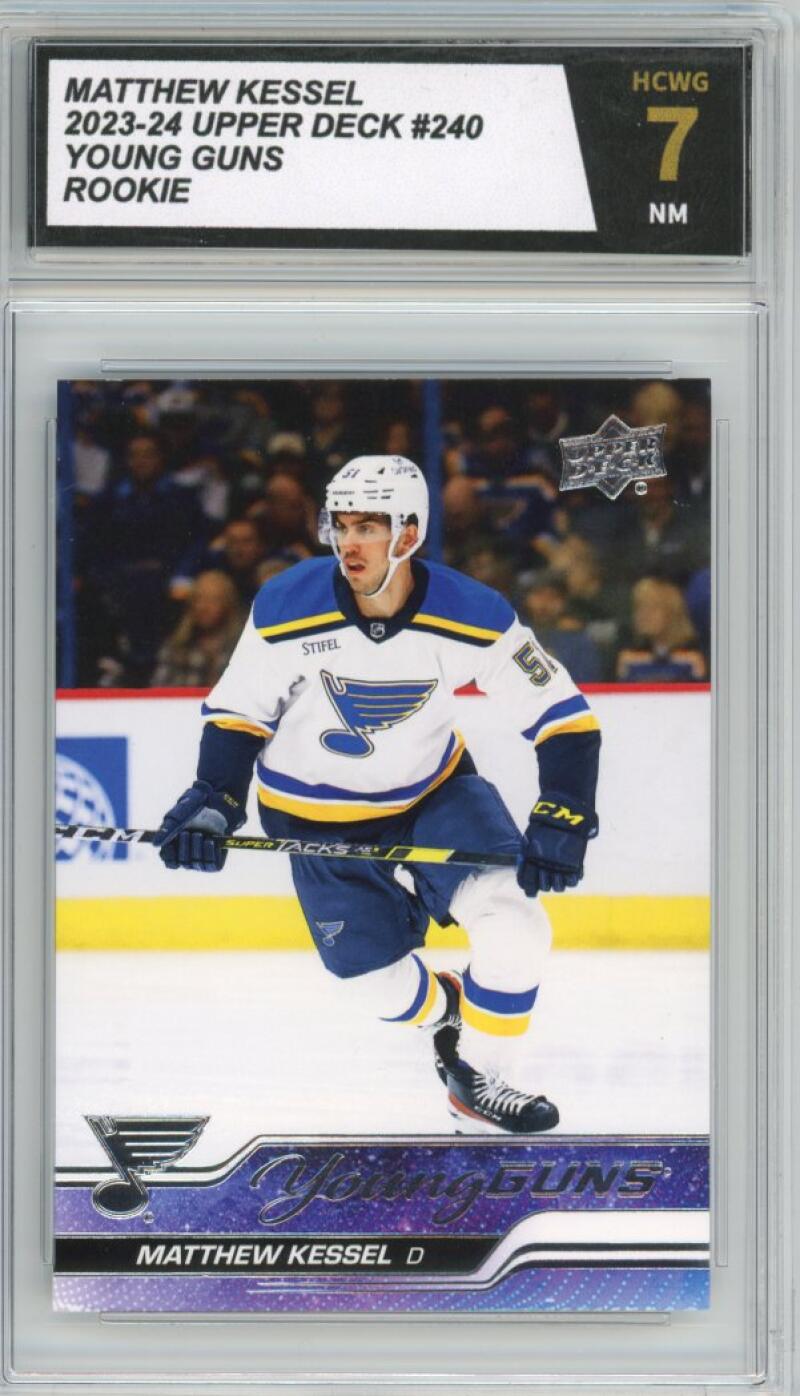 2023-24 Upper Deck #240 Matthew Kessel Young Guns YG Graded NM HCWG 7 Image 1