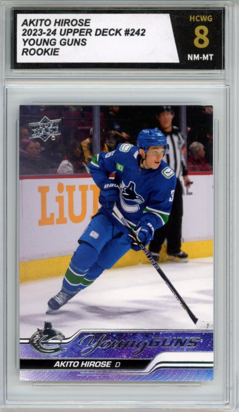 2023-24 Upper Deck #242 Akito Hirose Young Guns YG Graded NM Mint HCWG 8 Image 1