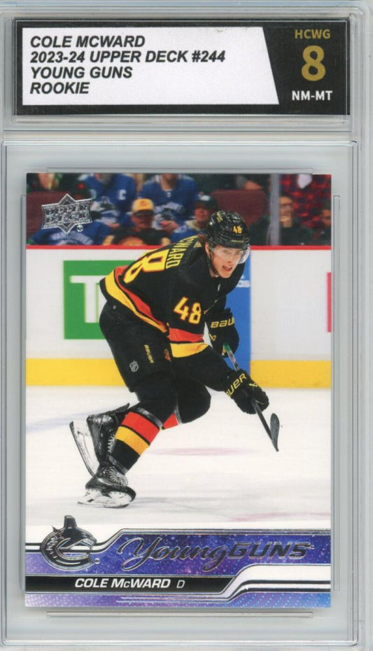 2023-24 Upper Deck #244 Cole McWard Young Guns YG Graded NM Mint HCWG 8 Image 1