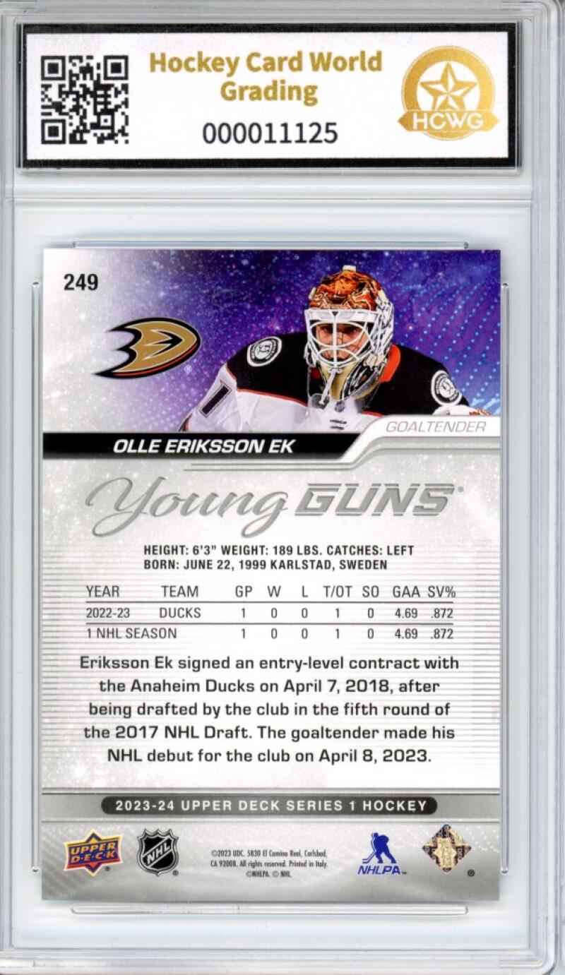 2023-24 Upper Deck #249 Olle Eriksson Young Guns YG Graded Mint HCWG 9 Image 2