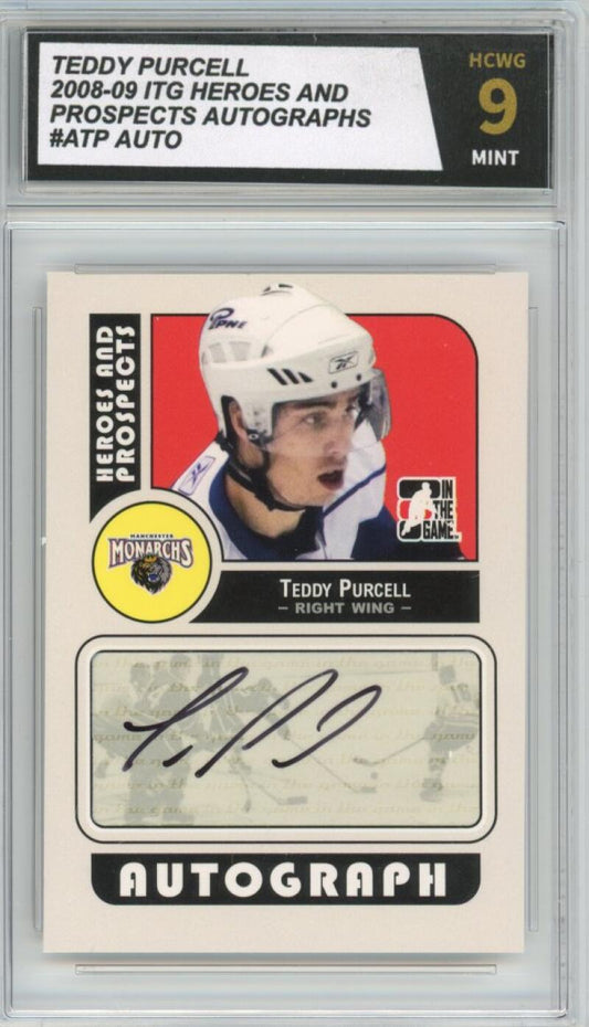 2008-09 ITG Heroes and Prospects Autographs #ATP Teddy Purcell Graded HCWG 9 Image 1