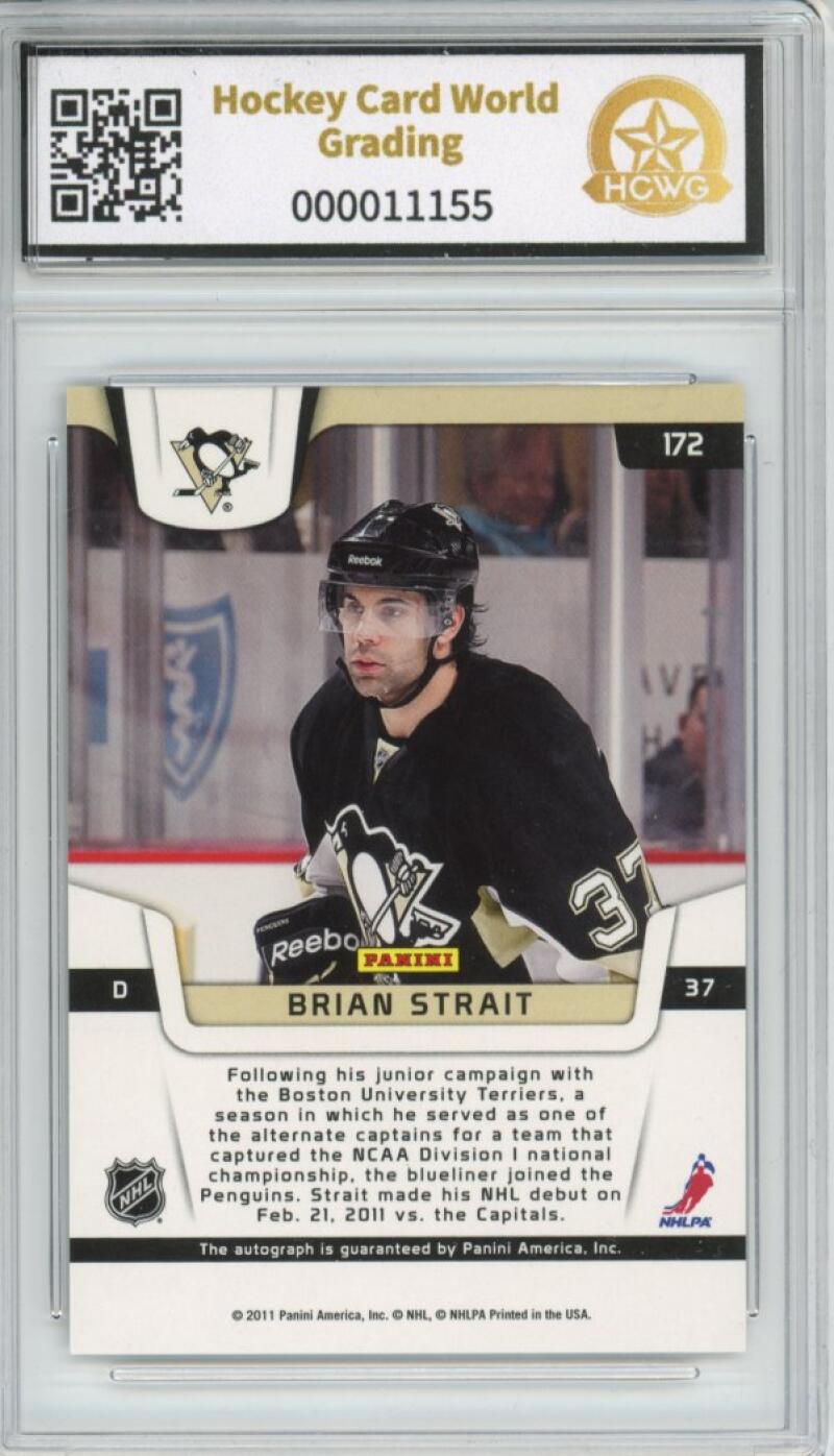 2011-12 Panini Certified #172 Brian Strait Rookie Autographs Graded HCWG 9 Image 2
