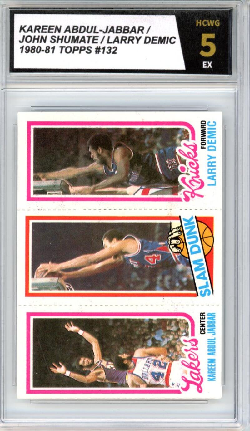 1980-81 Topps #132 Abdul-Jabbar/Shumate/Demic Basketball Graded HCWG 5 Image 1