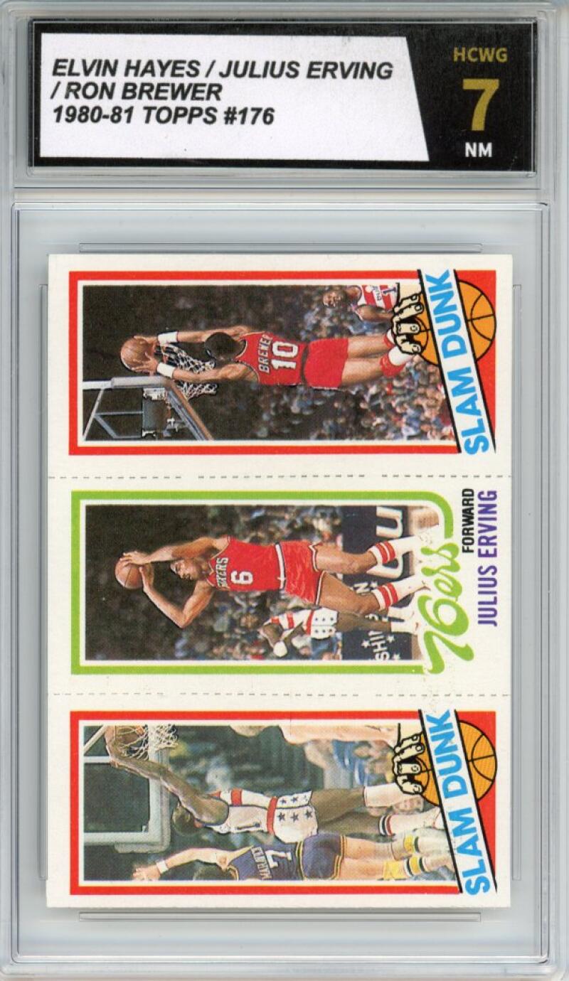 1980-81 Topps #176 Hayes/Erving/Brewer Basketball Graded HCWG 7 Image 1