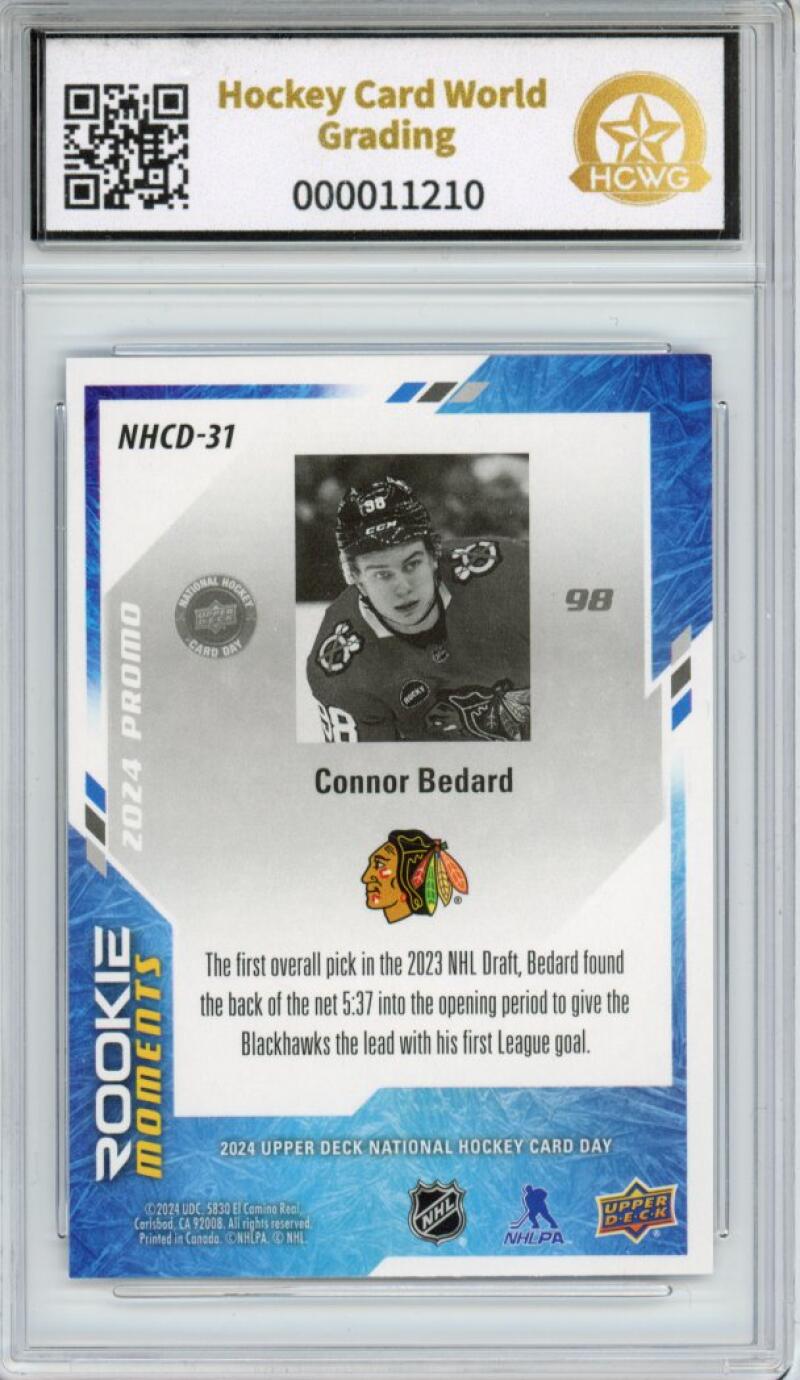 2023-24 Upper Deck National Card Day Connor Bedard Rookie Graded HCWG 9 -11210 Image 2