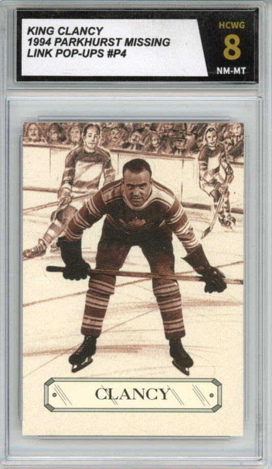 1994 Parkhurst Missing Link Pop-Ups #P4 King Clancy Graded Hockey HCWG 8 Image 1