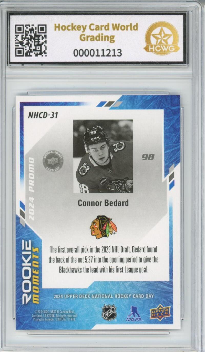 2023-24 Upper Deck National Card Day Connor Bedard Rookie Graded HCWG 9 -11213 Image 2