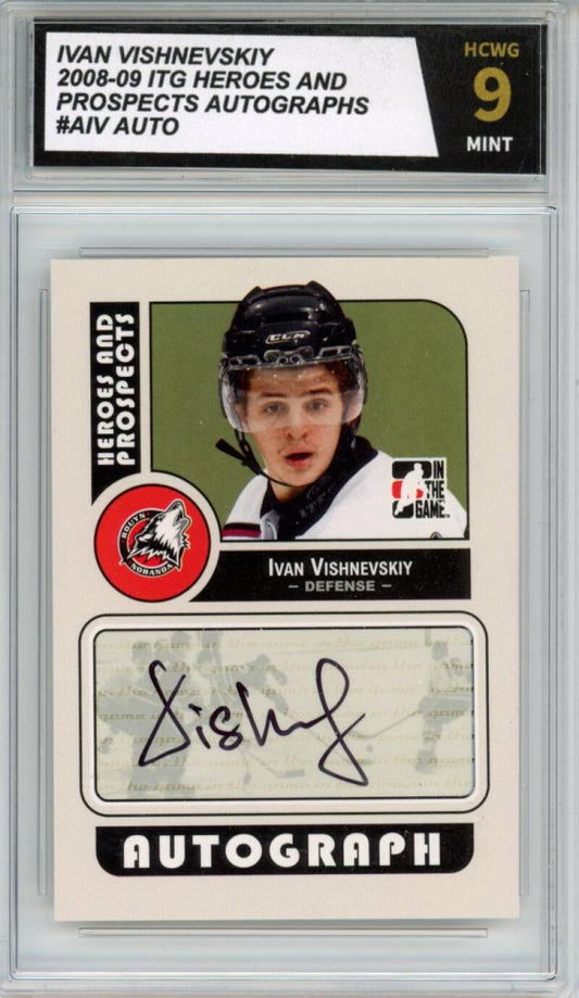 2008-09 ITG Heroes and Prospects Autographs Ivan Vishnevskiy Auto Graded HCWG 9 Image 1