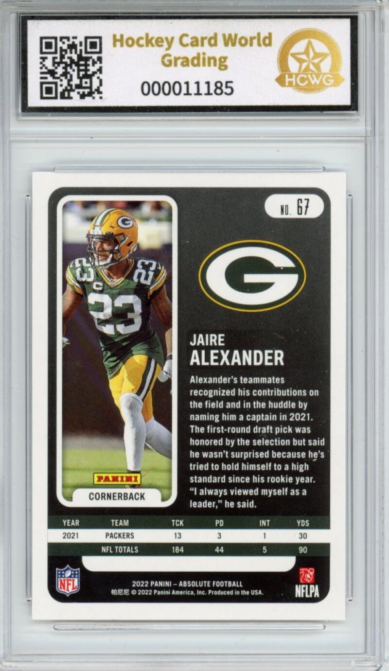 2022 Panini Absolute Green #67 Jaire Alexander Football Mint Graded HCWG 9 Image 2