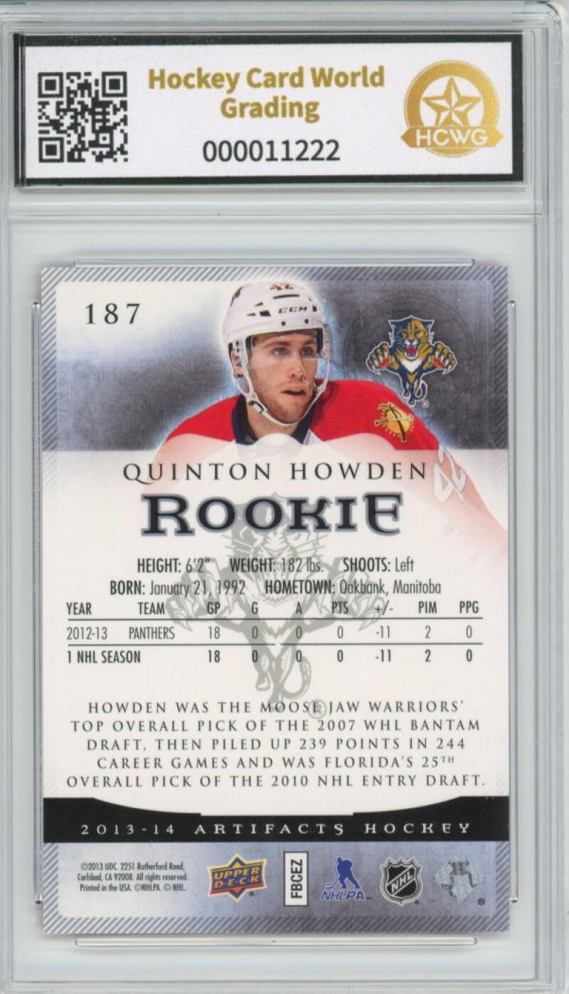 2013-14 Upper Deck Artifacts Ruby Quinton Howden 148/299 Rookie Graded HCWG 10 Image 2