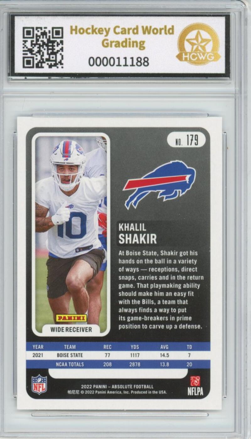 2022 Panini Absolute #179 Khalil Shakir Rookie Football Mint Graded HCWG 9 Image 2