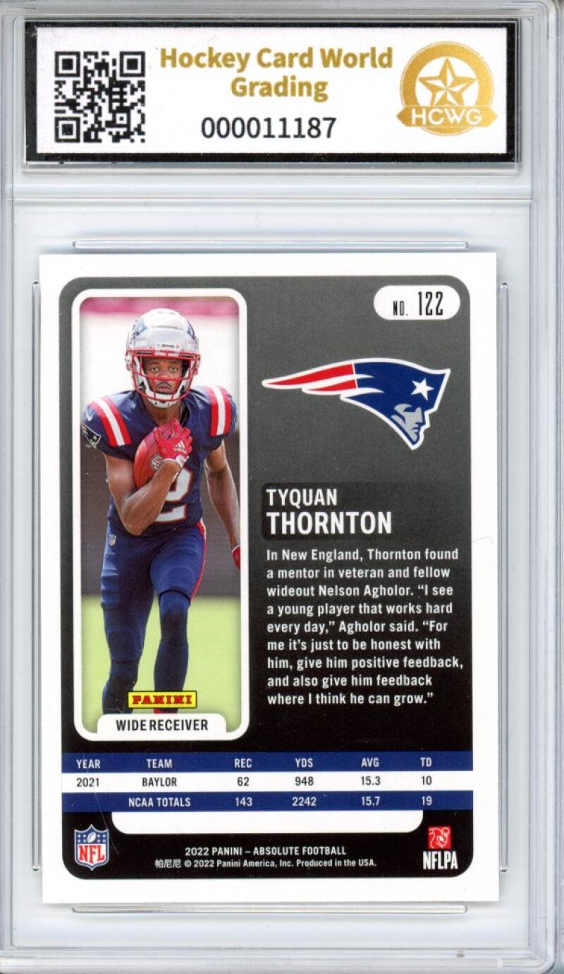 2022 Panini Absolute #122 Tyquan Thornton Rookie Football Mint Graded HCWG 9 Image 2