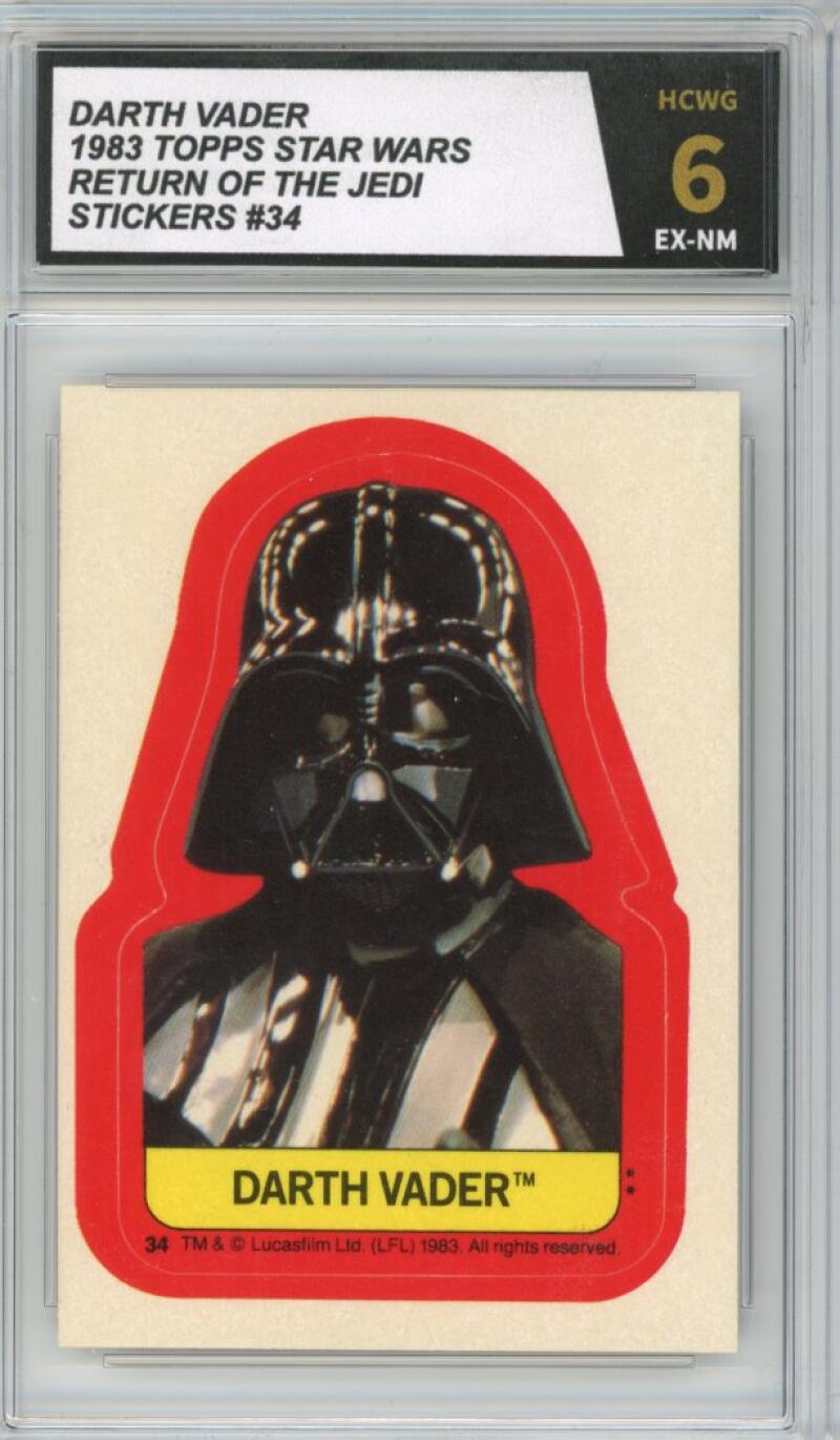 1983 Topps Star Wars Stickers Return of Jedi #34 Darth Vader Graded NM HCWG 6 Image 1