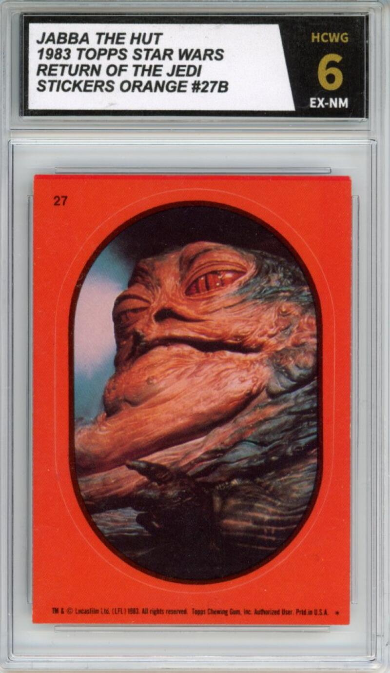 1983 Topps Star Wars Stickers Orange #27B Jabba The Hut Graded NM HCWG 6 Image 1